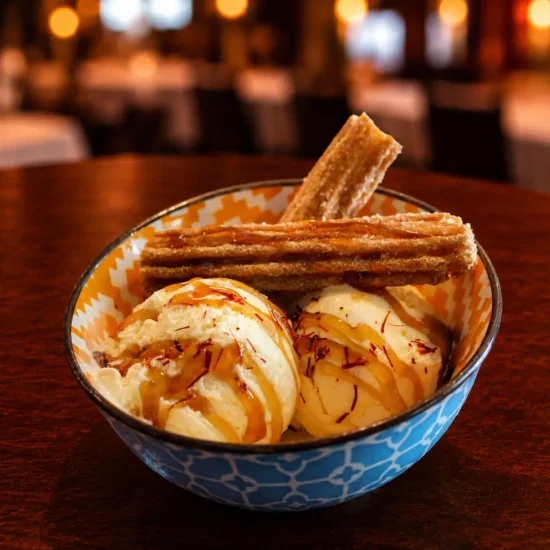 Churros with Saffron Ice Cream